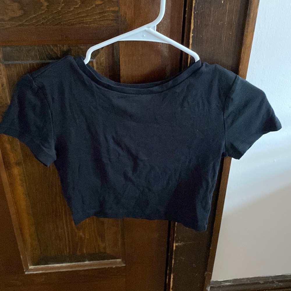 Plain black crop top